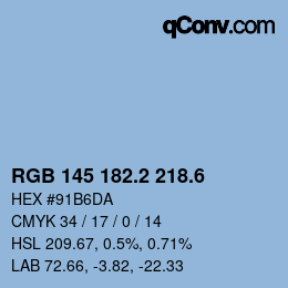 カラーコード: RGB 145 182.2 218.6 | qconv.com