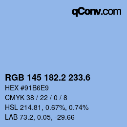 カラーコード: RGB 145 182.2 233.6 | qconv.com