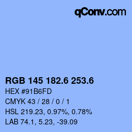 カラーコード: RGB 145 182.6 253.6 | qconv.com