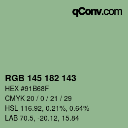 Color code: RGB 145 182 143 | qconv.com