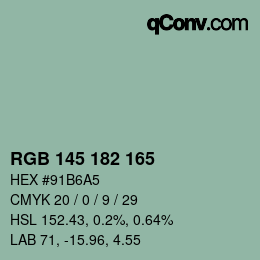 Color code: RGB 145 182 165 | qconv.com