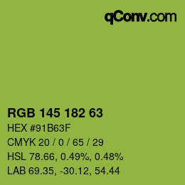 Código de color: RGB 145 182 63 | qconv.com