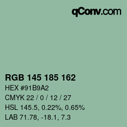 Color code: RGB 145 185 162 | qconv.com