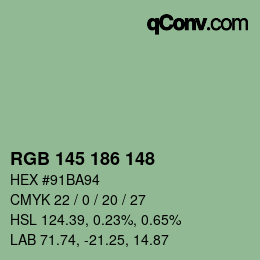 Color code: RGB 145 186 148 | qconv.com