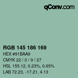 Color code: RGB 145 186 169 | qconv.com