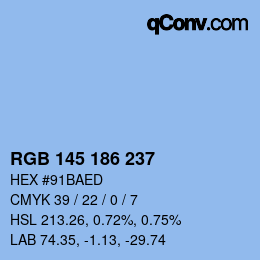Color code: RGB 145 186 237 | qconv.com