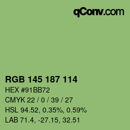 颜色代码: RGB 145 187 114 | qconv.com