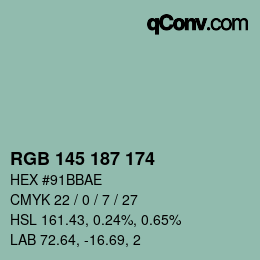 Farbcode: RGB 145 187 174 | qconv.com