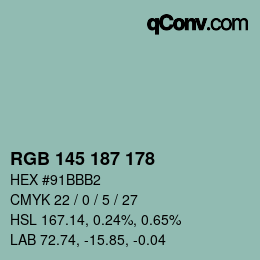 Farbcode: RGB 145 187 178 | qconv.com