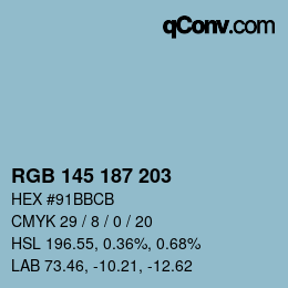 Color code: RGB 145 187 203 | qconv.com
