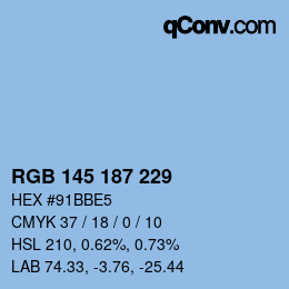 Código de color: RGB 145 187 229 | qconv.com