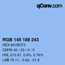 Color code: RGB 145 188 243 | qconv.com