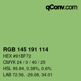 Color code: RGB 145 191 114 | qconv.com