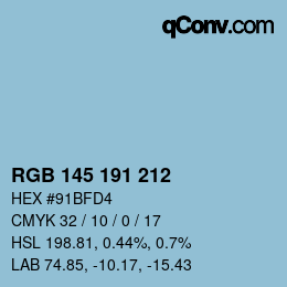 颜色代码: RGB 145 191 212 | qconv.com