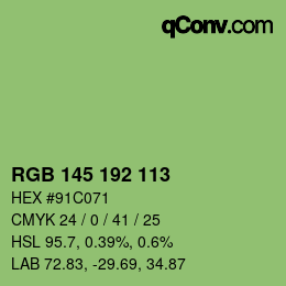Color code: RGB 145 192 113 | qconv.com