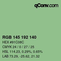 Código de color: RGB 145 192 140 | qconv.com