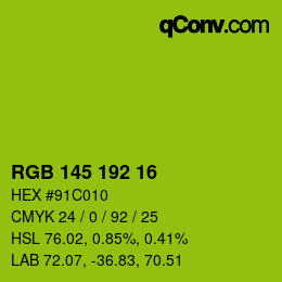 Color code: RGB 145 192 16 | qconv.com