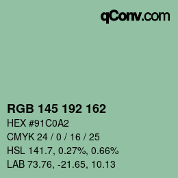 カラーコード: RGB 145 192 162 | qconv.com