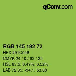 Color code: RGB 145 192 72 | qconv.com