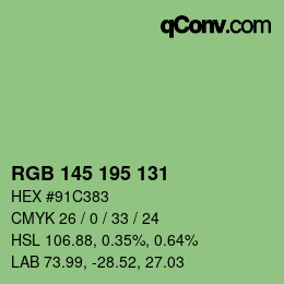 Color code: RGB 145 195 131 | qconv.com