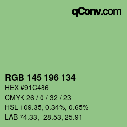 Color code: RGB 145 196 134 | qconv.com