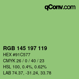 カラーコード: RGB 145 197 119 | qconv.com
