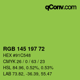 Color code: RGB 145 197 72 | qconv.com