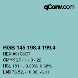 カラーコード: RGB 145 198.4 199.4 | qconv.com