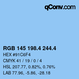 カラーコード: RGB 145 198.4 244.4 | qconv.com