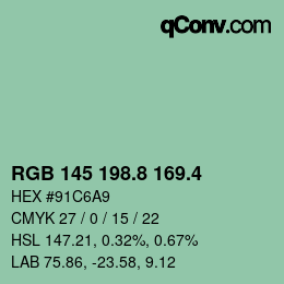 カラーコード: RGB 145 198.8 169.4 | qconv.com