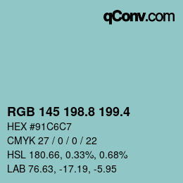 カラーコード: RGB 145 198.8 199.4 | qconv.com
