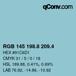 カラーコード: RGB 145 198.8 209.4 | qconv.com