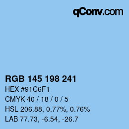 Color code: RGB 145 198 241 | qconv.com