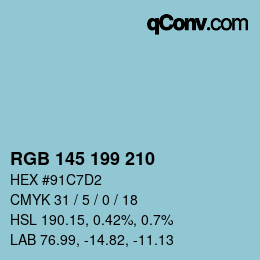 カラーコード: RGB 145 199 210 | qconv.com