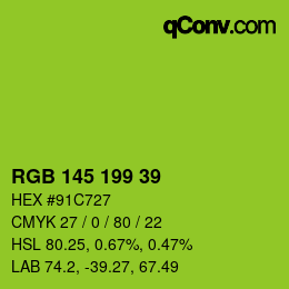 Color code: RGB 145 199 39 | qconv.com