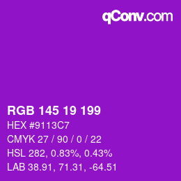 Color code: RGB 145 19 199 | qconv.com