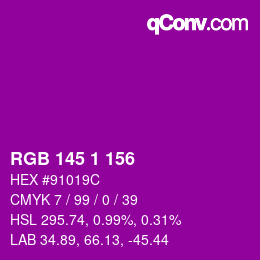 カラーコード: RGB 145 1 156 | qconv.com