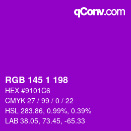 カラーコード: RGB 145 1 198 | qconv.com