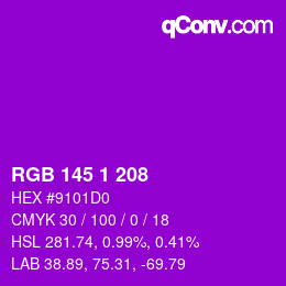 Color code: RGB 145 1 208 | qconv.com