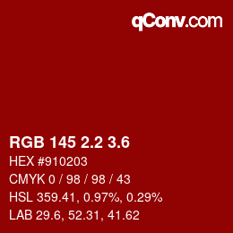 カラーコード: RGB 145 2.2 3.6 | qconv.com