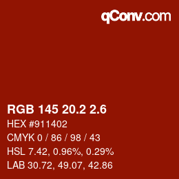 カラーコード: RGB 145 20.2 2.6 | qconv.com