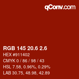 カラーコード: RGB 145 20.6 2.6 | qconv.com