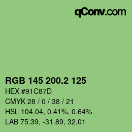 カラーコード: RGB 145 200.2 125 | qconv.com