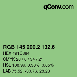 カラーコード: RGB 145 200.2 132.6 | qconv.com