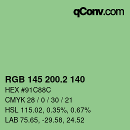 カラーコード: RGB 145 200.2 140 | qconv.com
