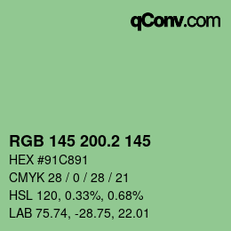 カラーコード: RGB 145 200.2 145 | qconv.com
