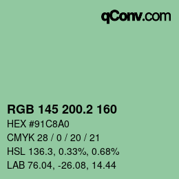 カラーコード: RGB 145 200.2 160 | qconv.com