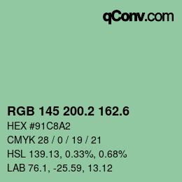 カラーコード: RGB 145 200.2 162.6 | qconv.com