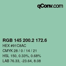 カラーコード: RGB 145 200.2 172.6 | qconv.com
