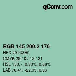 カラーコード: RGB 145 200.2 176 | qconv.com